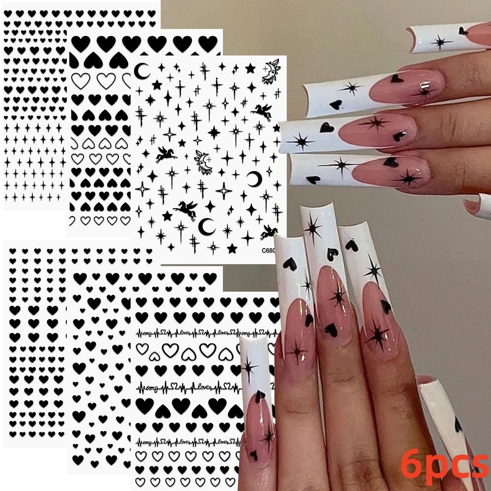 7pcs/Set Bronzing Gold/Silver Nail Art Sticker Sun Stars Moon Design Nail Decals 8*10CM Laser Bohemia Self-Adhesive Slider NLS