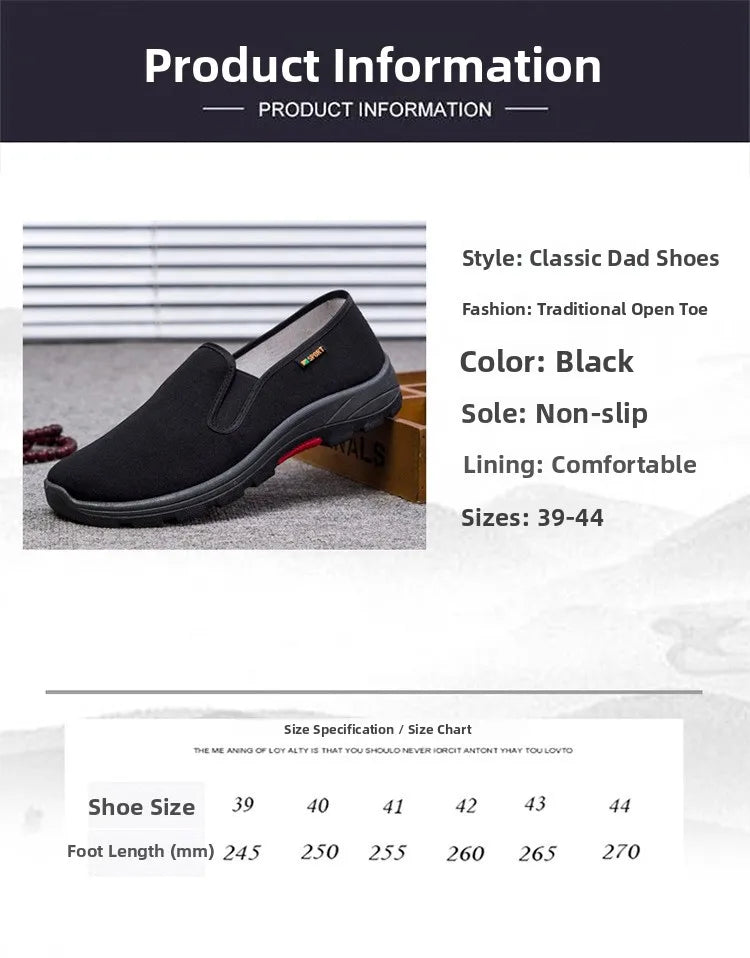 New Beijing Cloth Shoes Men's Casual Slip-On Work Shoes Breathable Soft Bottom Canvas Shoes round Toe Rubber Outsole