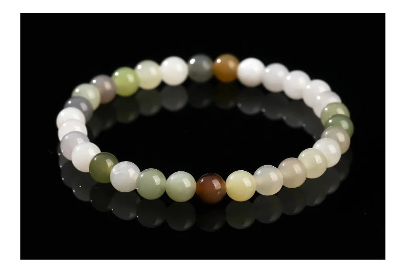 JD Natural Stone Colorful Hetian Jade Duobao Nephrite Bracelet Women Charm Lucky Reiki Healing Stretch Bangles Hand String Gift