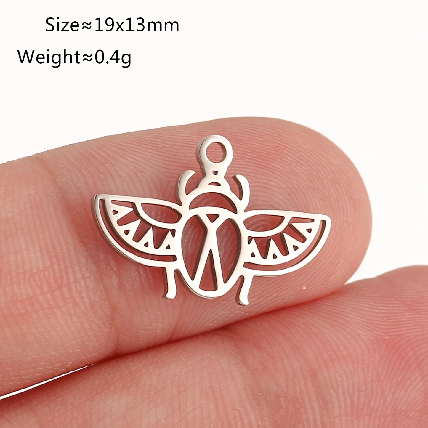 5Pcs Spring Bee/Butterfly/Beelet Charms Stainless Steel Scarab Moths Pendants DIY  Necklace Bracelet Jewelry Making Accessories