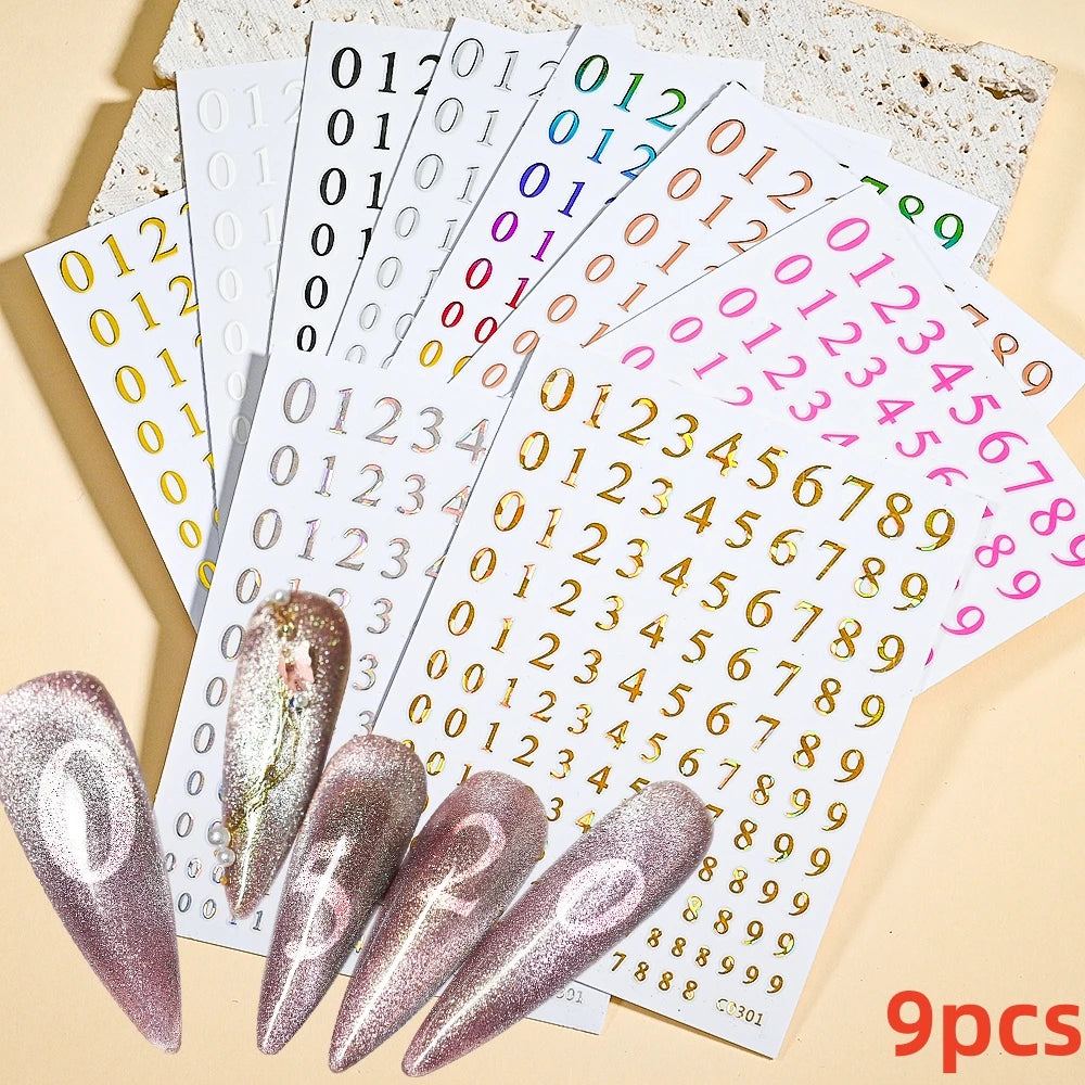 7pcs/Set Bronzing Gold/Silver Nail Art Sticker Sun Stars Moon Design Nail Decals 8*10CM Laser Bohemia Self-Adhesive Slider NLS
