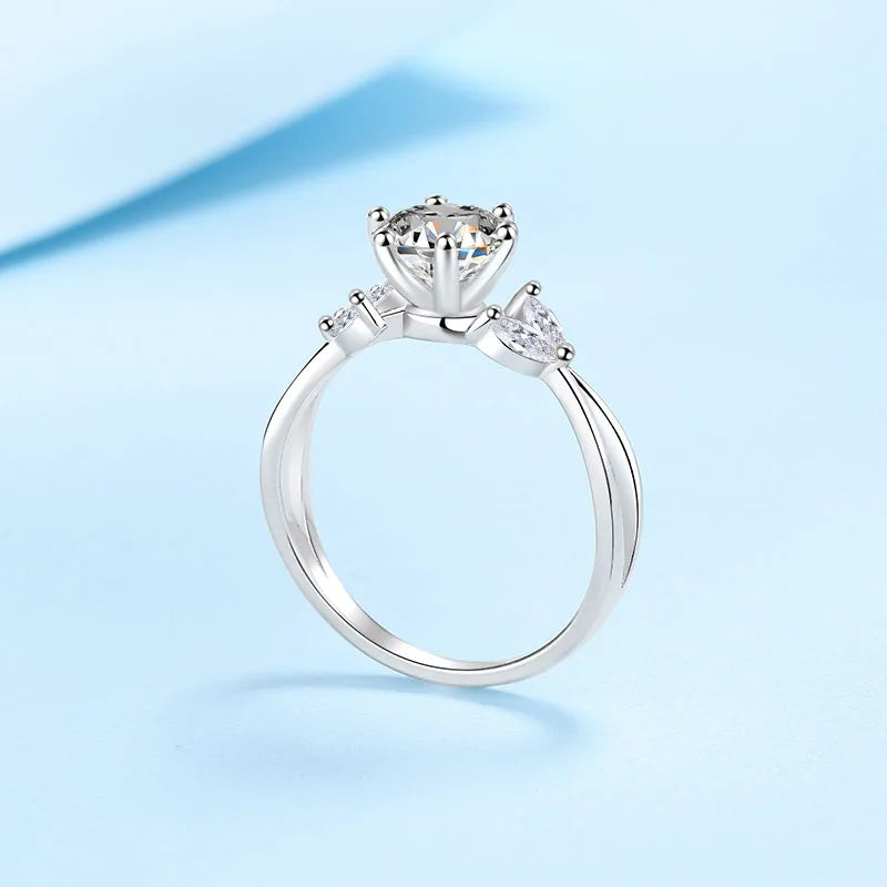 6.5MM 1CT D Color Moissanite Ring S925 Sterling Silver super Sparkling Ring Woman Man Daily Wear Engagement Wedding Rings Gift