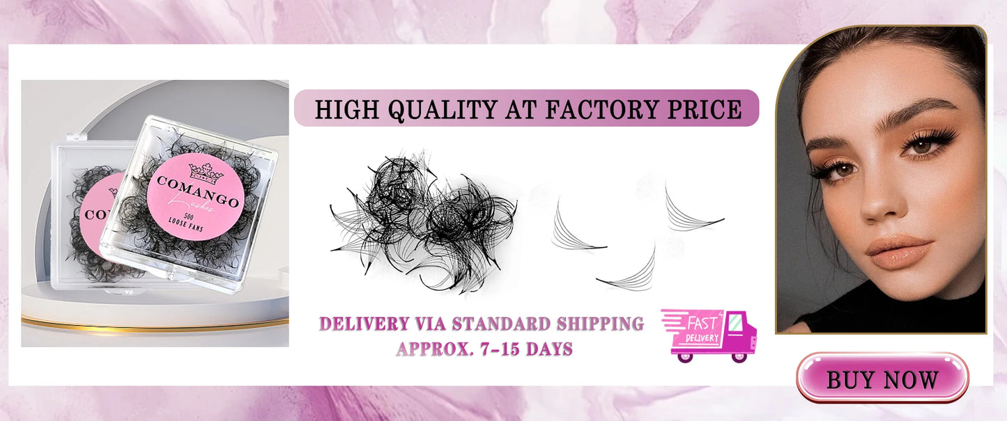 CoMango 7D Wispy Premade Fans Eyelash Extension C/D Curl Pointy Base Premade Hybrid Fan Lashes Faux Mink Wispy Fans Wholesales