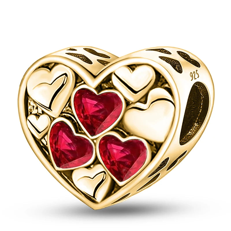 Shecharms 925 Sterling Silver Love Heart Firefly Golden Series Charms Fit DIY Making Bracelet Necklace High Quality Fine Jewelry