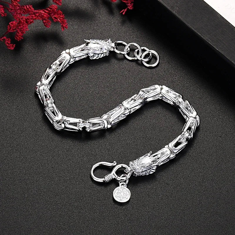 New 925 Sterling Silver original dragon head Chain bracelets for men's fashion jewelry party wedding Accessories Holidays gifts
