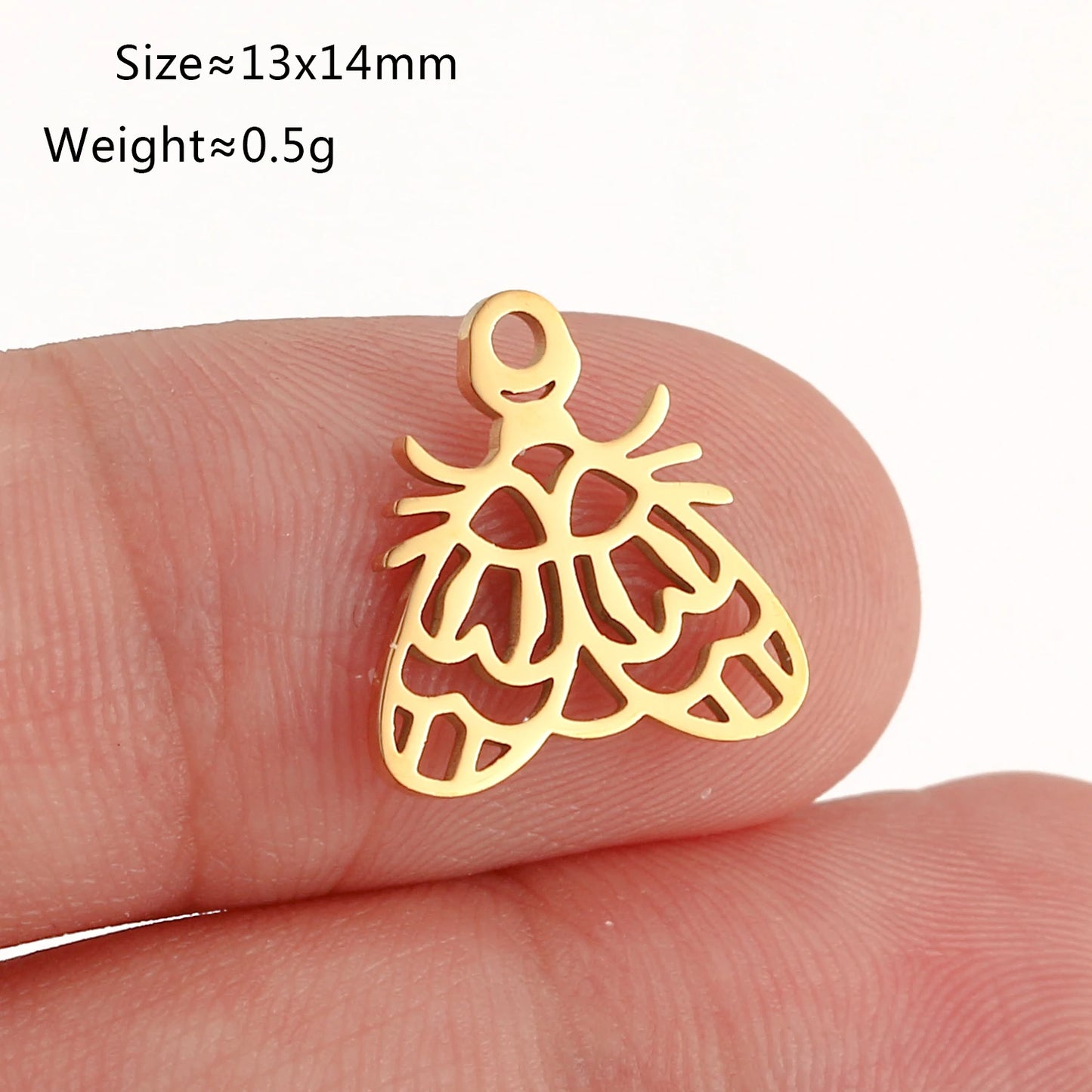 5Pcs Spring Bee/Butterfly/Beelet Charms Stainless Steel Scarab Moths Pendants DIY  Necklace Bracelet Jewelry Making Accessories