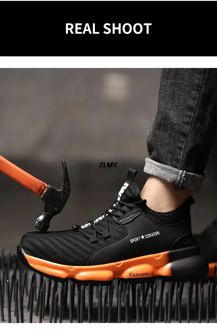 Men Safety Shoes Steel Toe Sneakers Anti-smash Industrial Work Shoes Lightweight Puncture Proof Work Man Safety Boots Male Boot