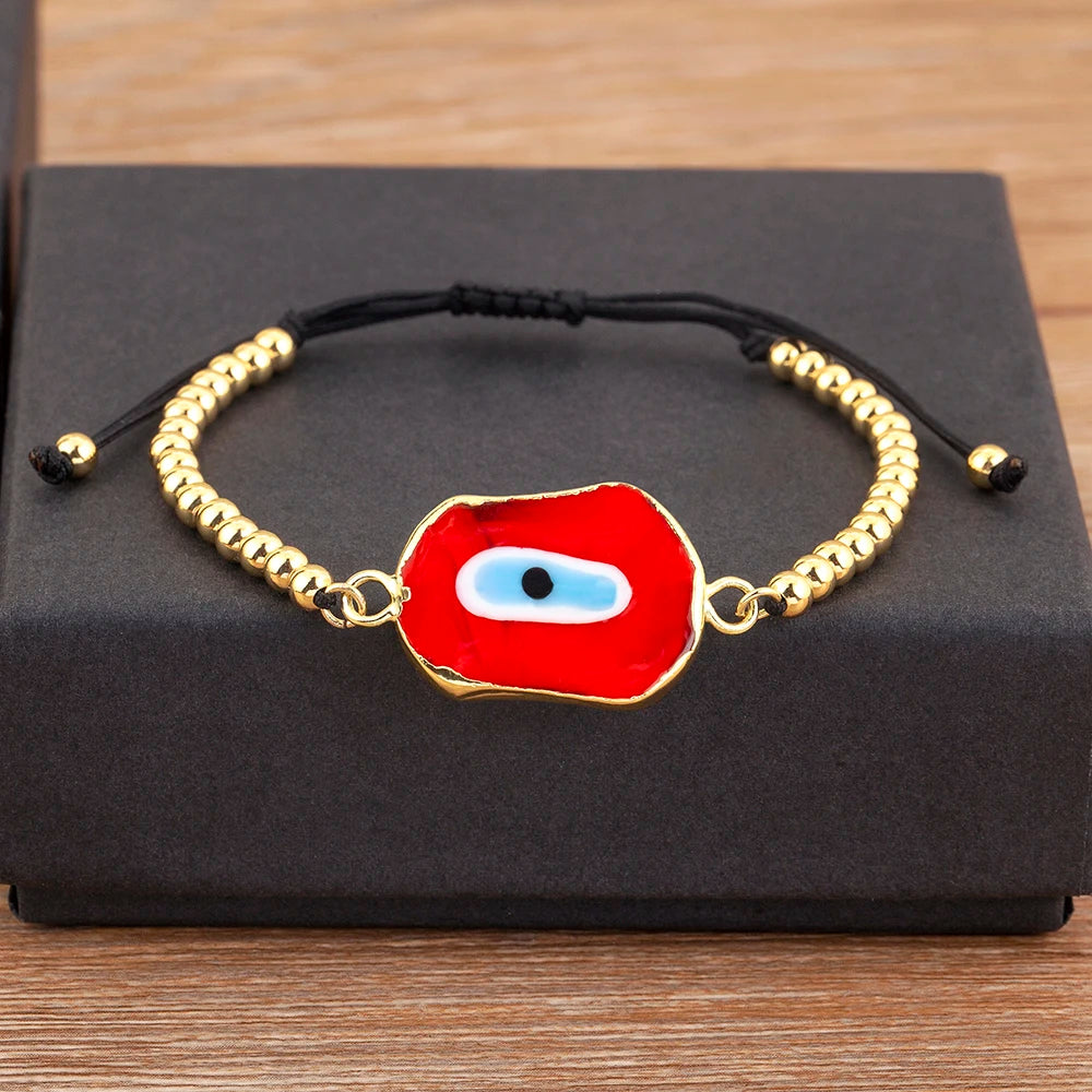Nidin New Creative Design Evil Eye Charm Chain Bracelets Adjustable 7 Colors For Women Birthday Party Jewelry Accessories Gifts