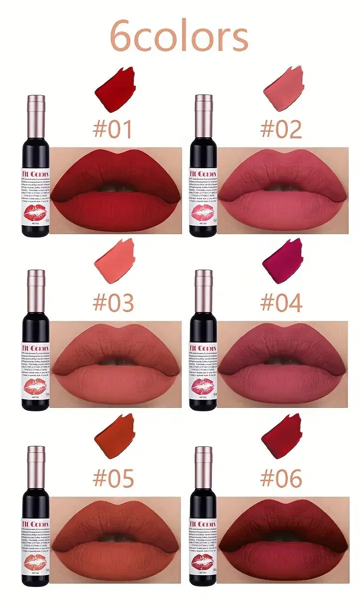 Red Wine Bottle Design Makeup Lip Gloss,Velvet Matte Lip Gloss Liquid Lipstick, High Colour Development,for Natural Lip Makeup