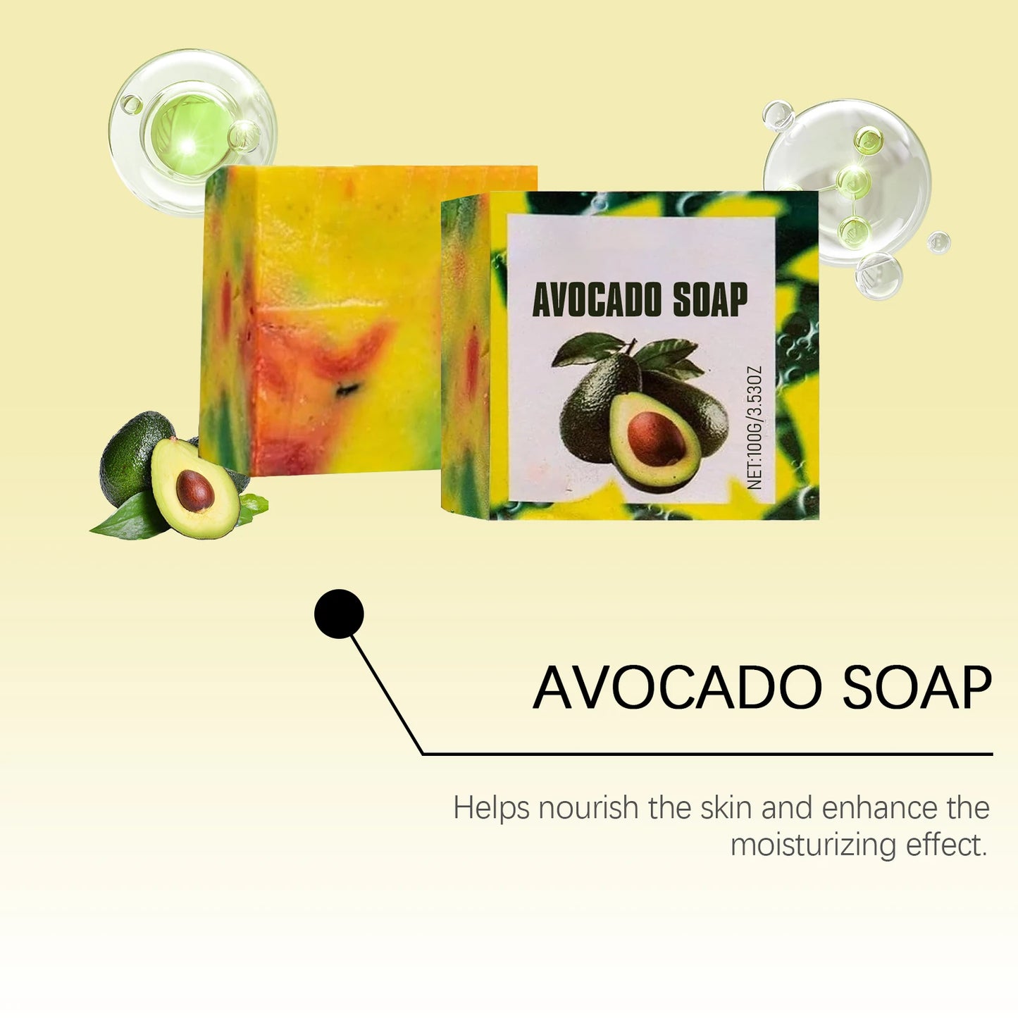 Avocado Moisturizing Soap Softening Keratin Deep Pore Cleansing Remove Dirt Improve Skin Conditions Body Nourishing Care Soap