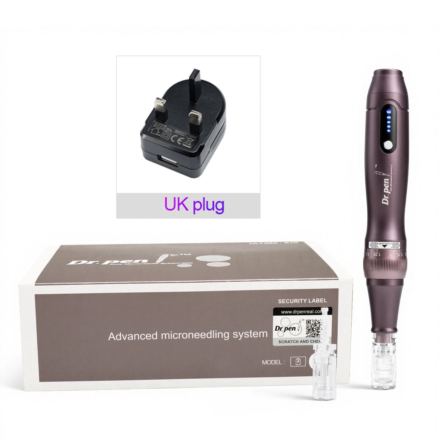Original Dr. pen A10 Microneedling Pen 0.25mm 5 Speeds Type-C Charger 2 Cartridges Wave Needle Design