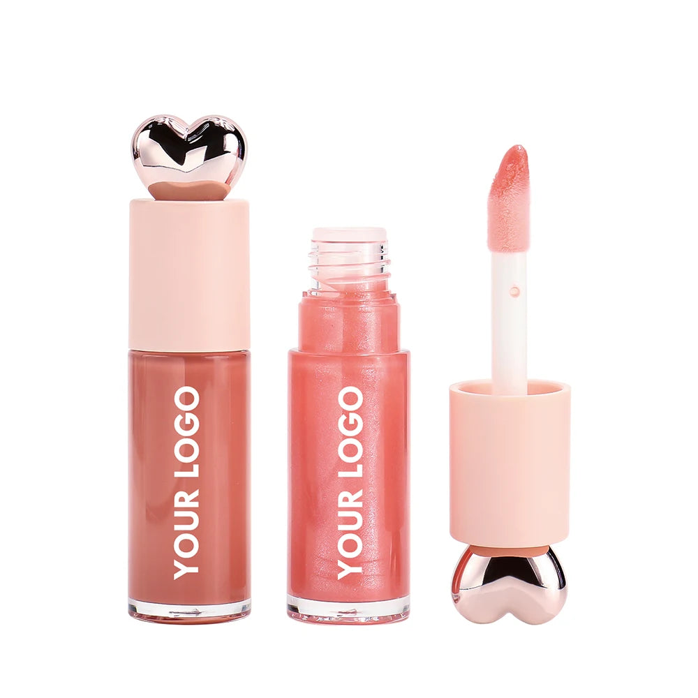 Private Label Love Heart Cover Non-stick Waterproof Lip Gloss Custom Logo Matte Pearl Long-lasting Non-fading Makeup Wholesale