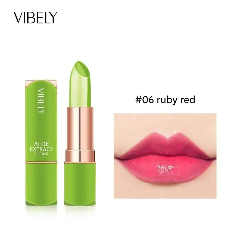 VIBELY Aloe Vera Moisturizing Lip Balm Thermochromic Jelly Lipstick Long Lasting Hydrating Lip Care Tint for Daily Use