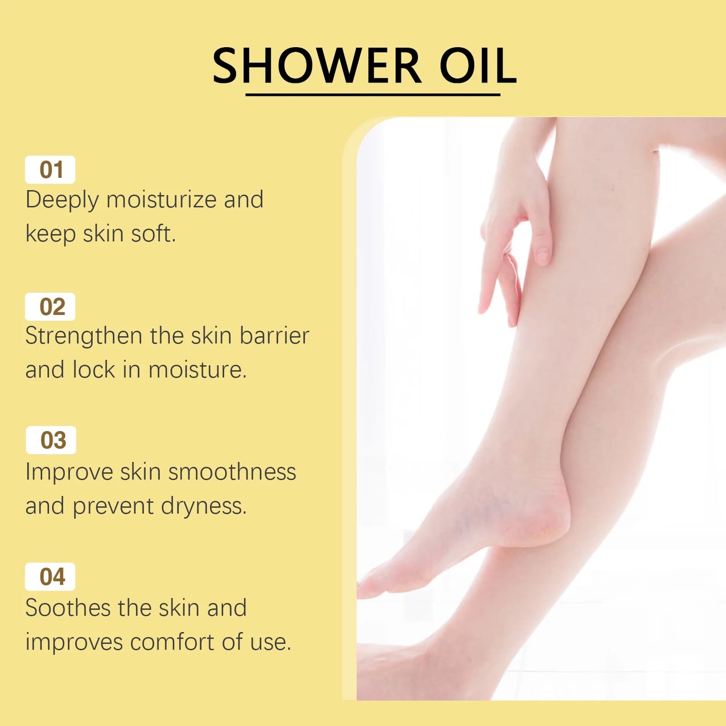 OceAura Shower Oil Sweet Almond Oil Body Cleaning Smooth Skin Barrier Repair Deep Hydration Improve Dryness Coconut Oil Bath Oil