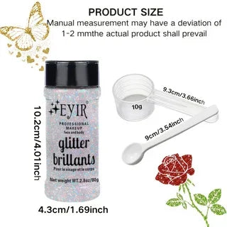 9 Colors 80g Holographic Glitter Powder Fine Shimmer Body Face Glitter Makeup Nail Art Resin Craft Party Decoration