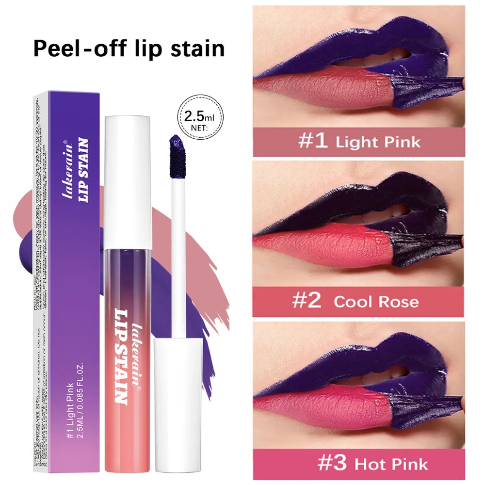 Long Lasting Waterproof Peel Off Lip Stain Lip Tint Transfer Proof Non-stick Cup Matte Reveal Lip Stain Cosmetics for Women