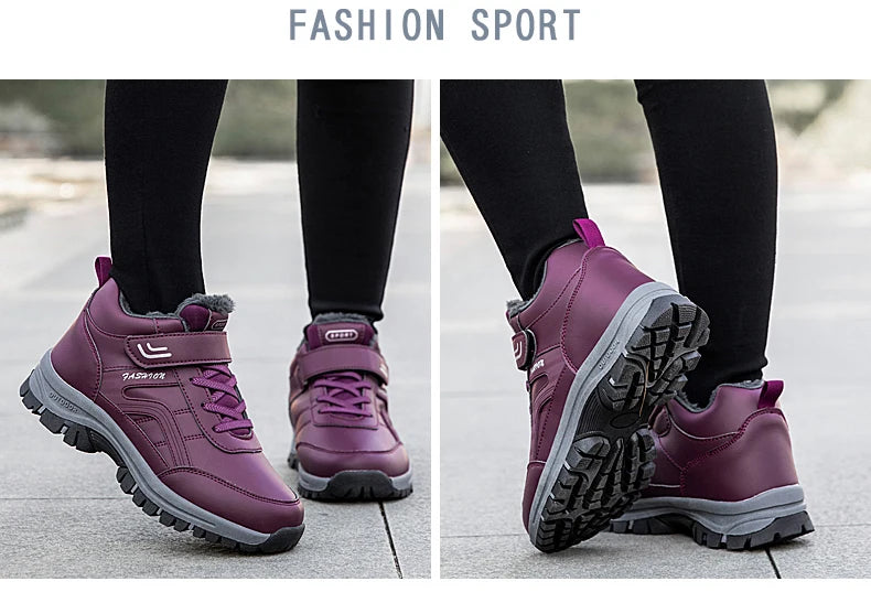 Winter Men's Snow Boots Women Slip On Winter Shoes Waterproof Comfortable Ankle Boots Sneakers Plush Hiking Walking Couple Shoes