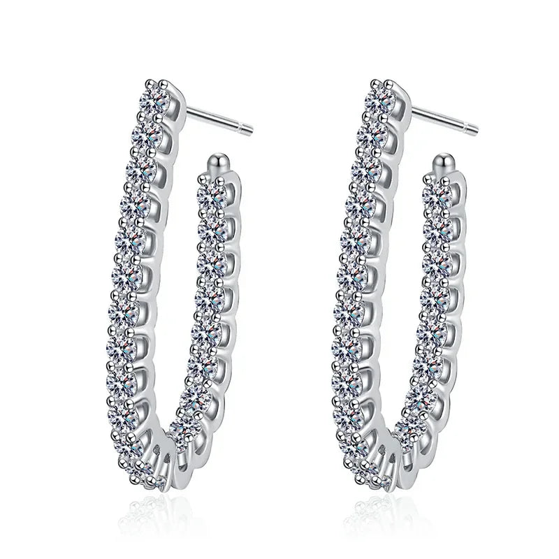 Full Moissanite Earrings for Women S925 Sterling Sliver with 18k Gold Plated Ear Stud Wedding Earring Luxury Jewelry Gift