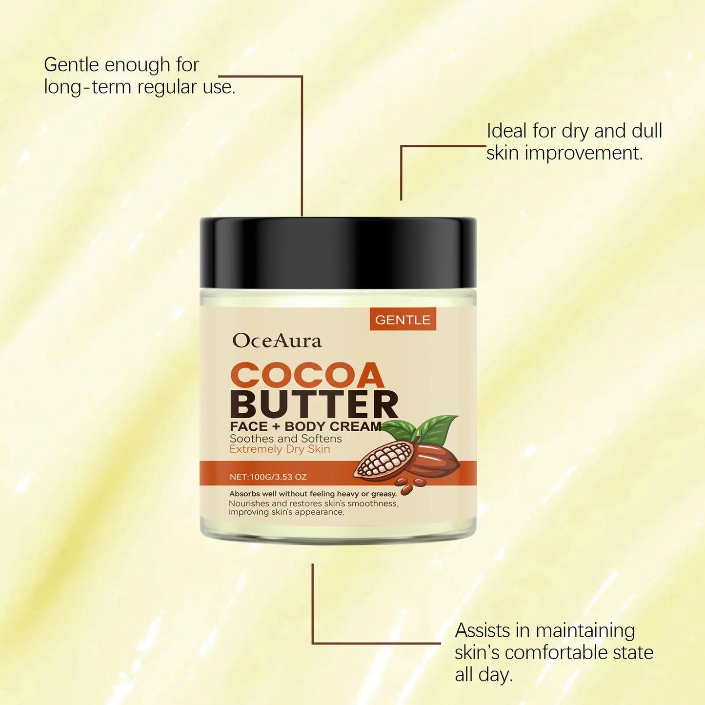 Face Body Cream Pamper Your Skin With Cocoa Butter Moisturizer Nourishing And Hydrating Formula For Smooth And Glowing Skin 100g