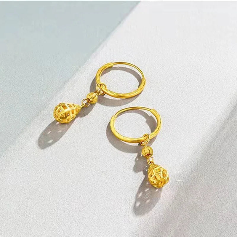Fine Jewelry 14K Real Gold Water Drop Earrings for Women Fashion Gold Color Earrings Wedding Party Christmas Jewelry Gifts