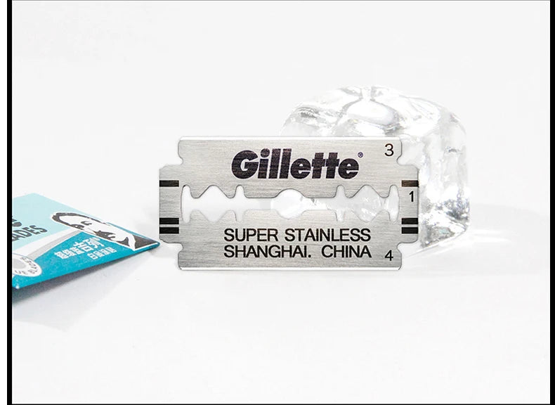 Gillette Super Blue Razor Men's Safety Manual Shaver Stainless Steel Blades Face Beard Hair Removal Classical Shaving Machine