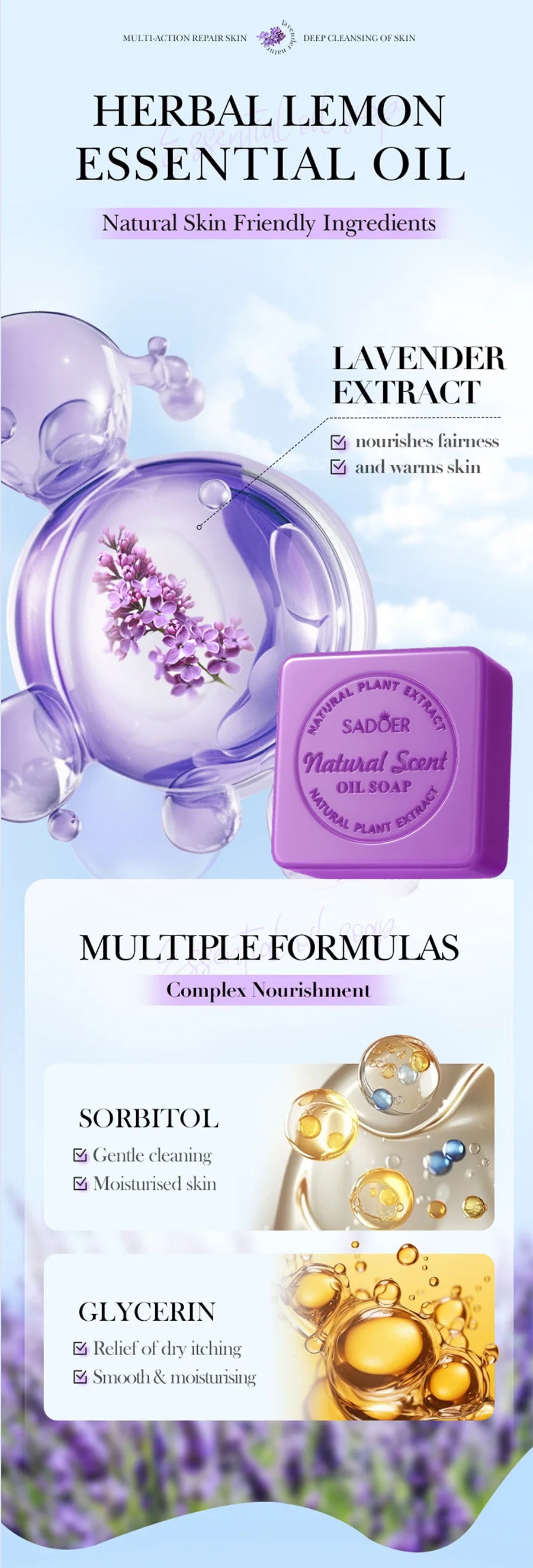Lavender Essential Oil Soap, Handmade Soap, Facial Cleansing And Bath Soap, Deep Cleansing Skin Soap
