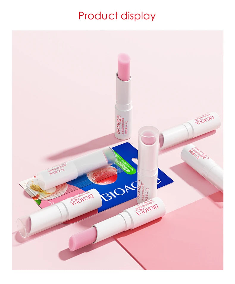 BIOAQUA Natural Fruits Lip Balm Moisturizing Jelly Nourishing Anti Wrinkle Lipstick Non-Stick Long-lasting Lips Care