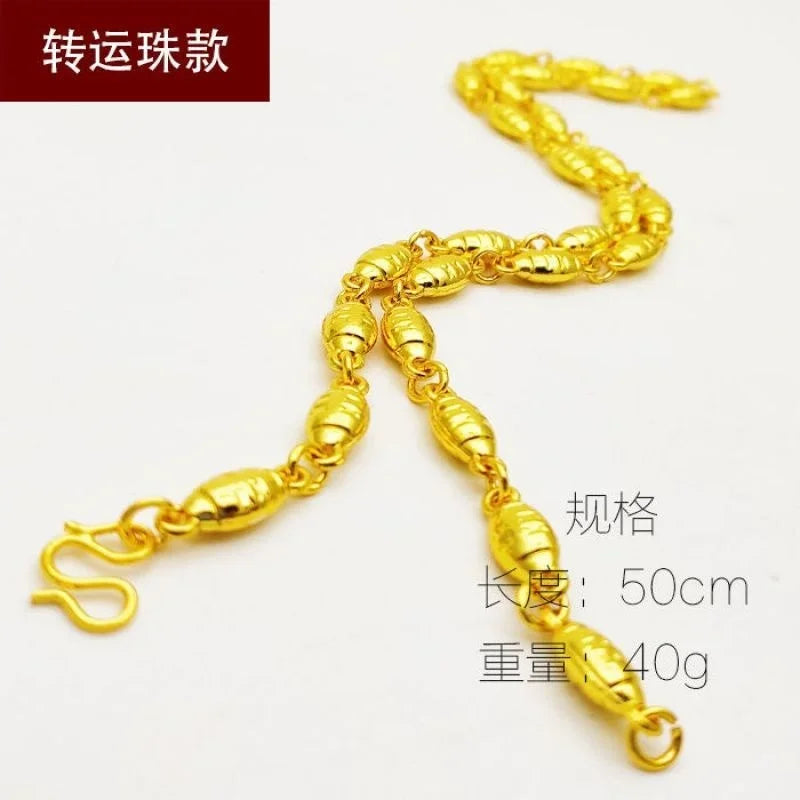 Plated 100% Real Gold 24k 999 Necklace Men's 999 Dominant Personality Fashion Jewelry 999 Permanent Color Pure 18K Gold Jewelry