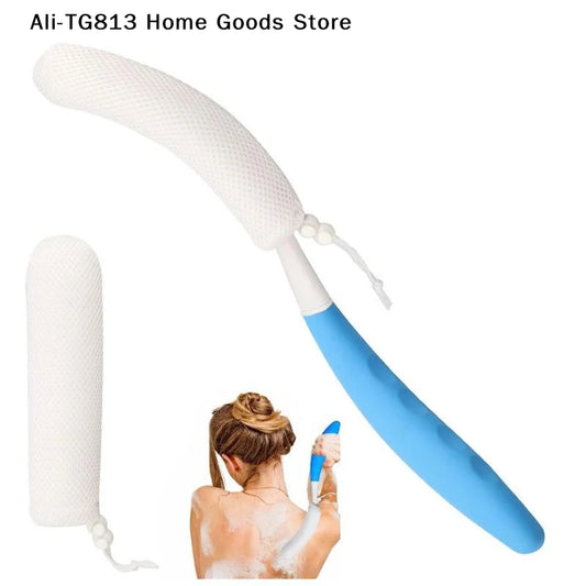 [TG813]1 Pcs Bath Soft Back Scrubber Brush Bath Shower Scrubbing Mesh Brush With Handle Exfoliating Scrub Massager Bath Supplies