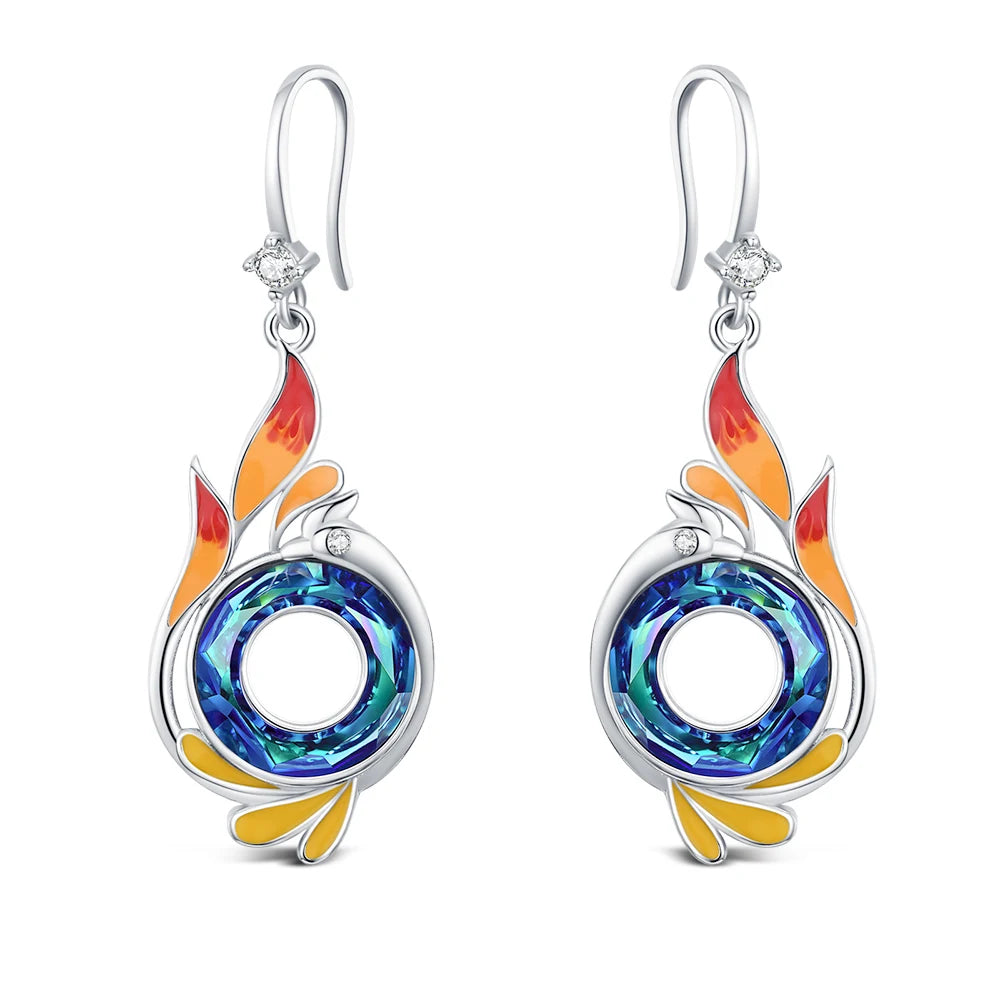 New Hoops Earrings Original 925 Sterling Silver Blue Zircon Phoenix Earrings Luxury Elegant Women's Jewelry Anniversary Gifts