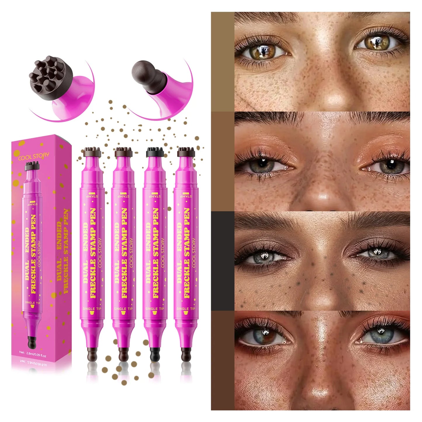 Double Eyeliner Freckles Pen All-in-One Natural Waterproof Lasting Seal Spot Pen Natural Simulation Concealer Pen Makeup Tools
