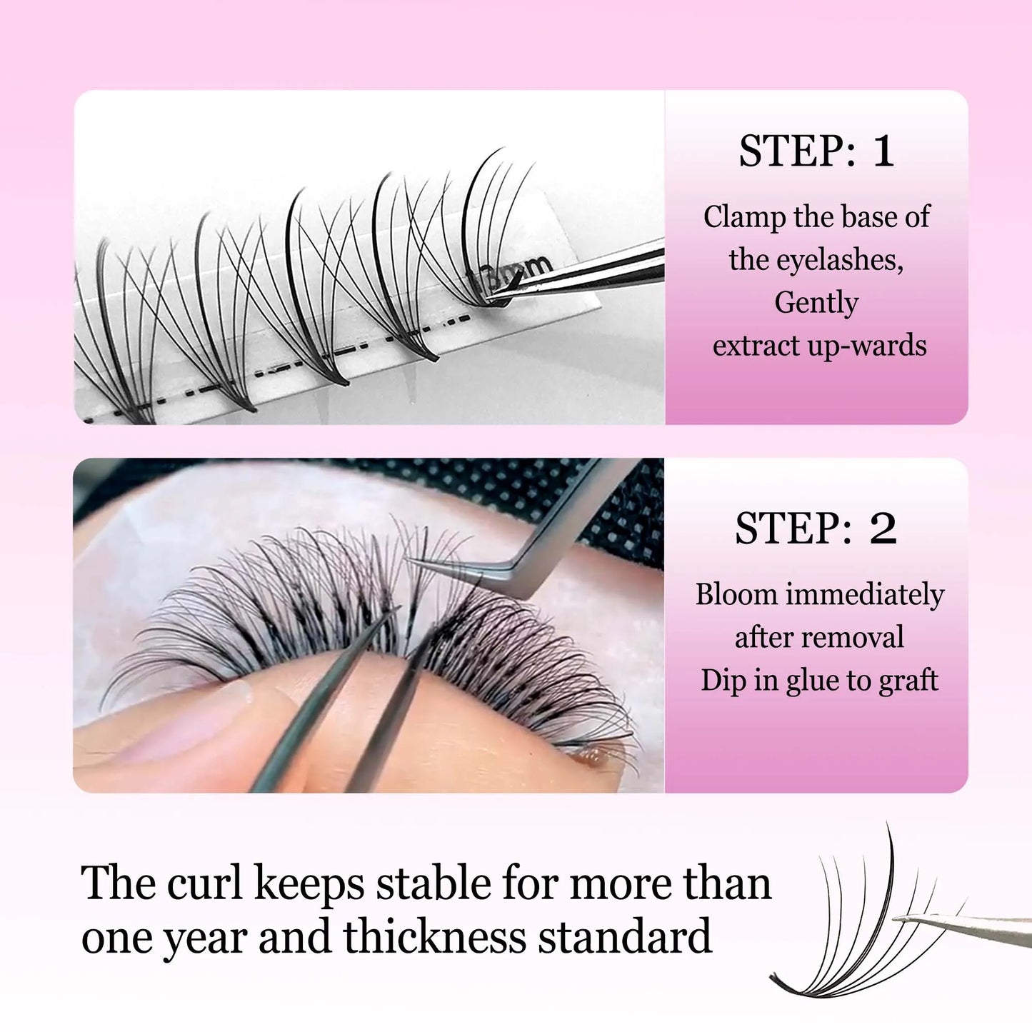 CoMango 7D Wispy Premade Fans Eyelash Extension C/D Curl Pointy Base Premade Hybrid Fan Lashes Faux Mink Wispy Fans Wholesales