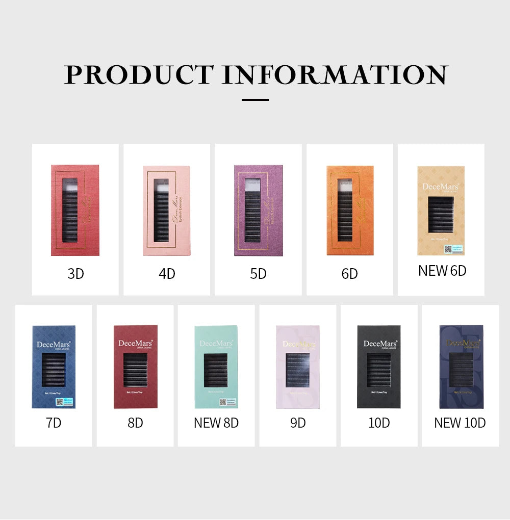 DeceMars 3DW/4DW/5DW/6DW/NEW 6DW/7DW/8DW/NEW 8DW/9DW/10DW/NEW 10DW Eyelash Extension for Makeup