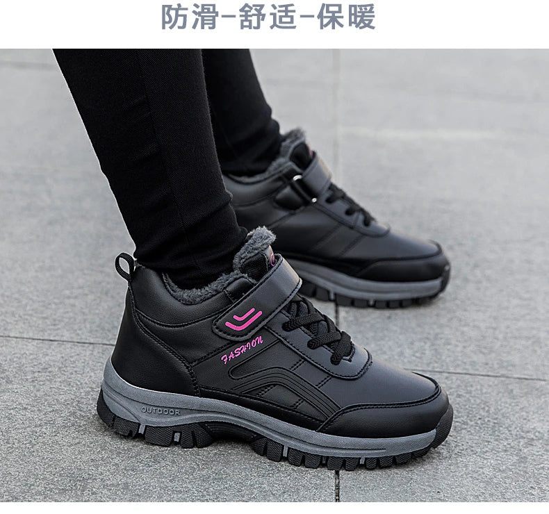 Winter Men's Snow Boots Women Slip On Winter Shoes Waterproof Comfortable Ankle Boots Sneakers Plush Hiking Walking Couple Shoes