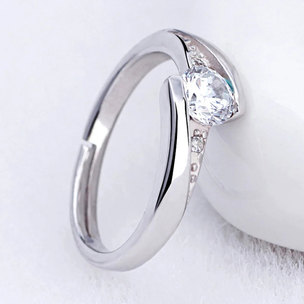 925 Sterling Silver Eternal Heart Zircon Size Adjustable Ring For Women Couple Wedding Engagement Party Fashion Charm Jewelry