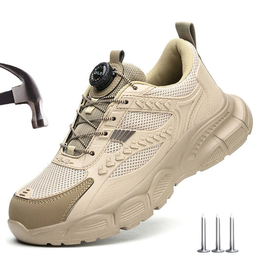 Size 47 48 Work Safety Shoes Men Indestructible Steel Toe Work Sneakers Rotation button Lightweight Men Protective Safety Boots