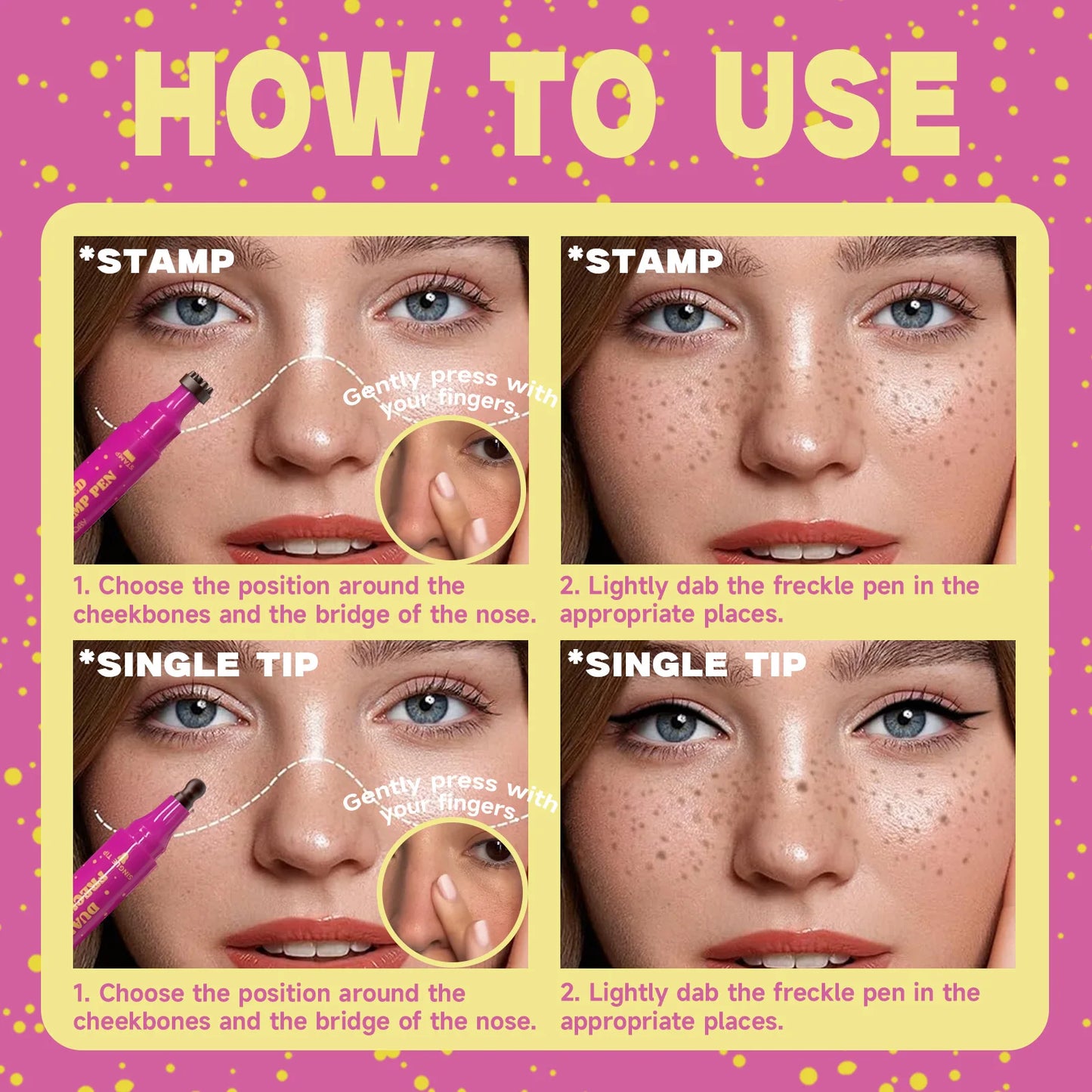 Double Eyeliner Freckles Pen All-in-One Natural Waterproof Lasting Seal Spot Pen Natural Simulation Concealer Pen Makeup Tools