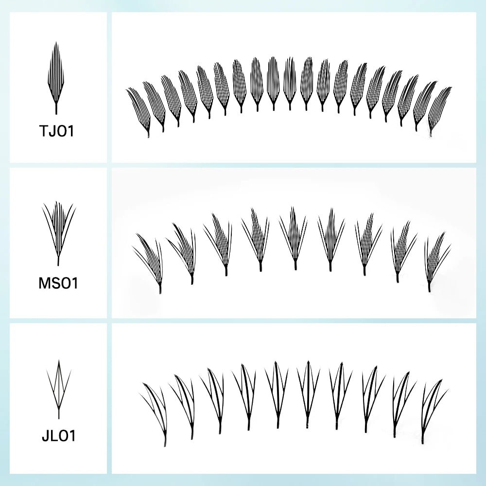 NATUHANA Narrow Spiky Premade Fans Fairy Wings Eyelash Extensions Anime Manga Style Soft Wispy Volume Lashes DIY Salon