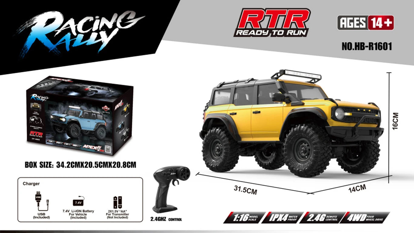 1:16 4WD Rc Car Full Scale Simulation 2.4G Off-Road Remote Control Cars With LED Trucks Race Cars Model Toys For Kids Adult Gift