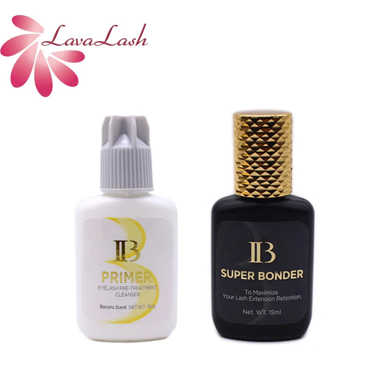 2bottles/set IB Eyelash Extension Glue Primer Premium Gel Remover Professinal Clear Eyelashes Super Bonder Adhesive Hardener