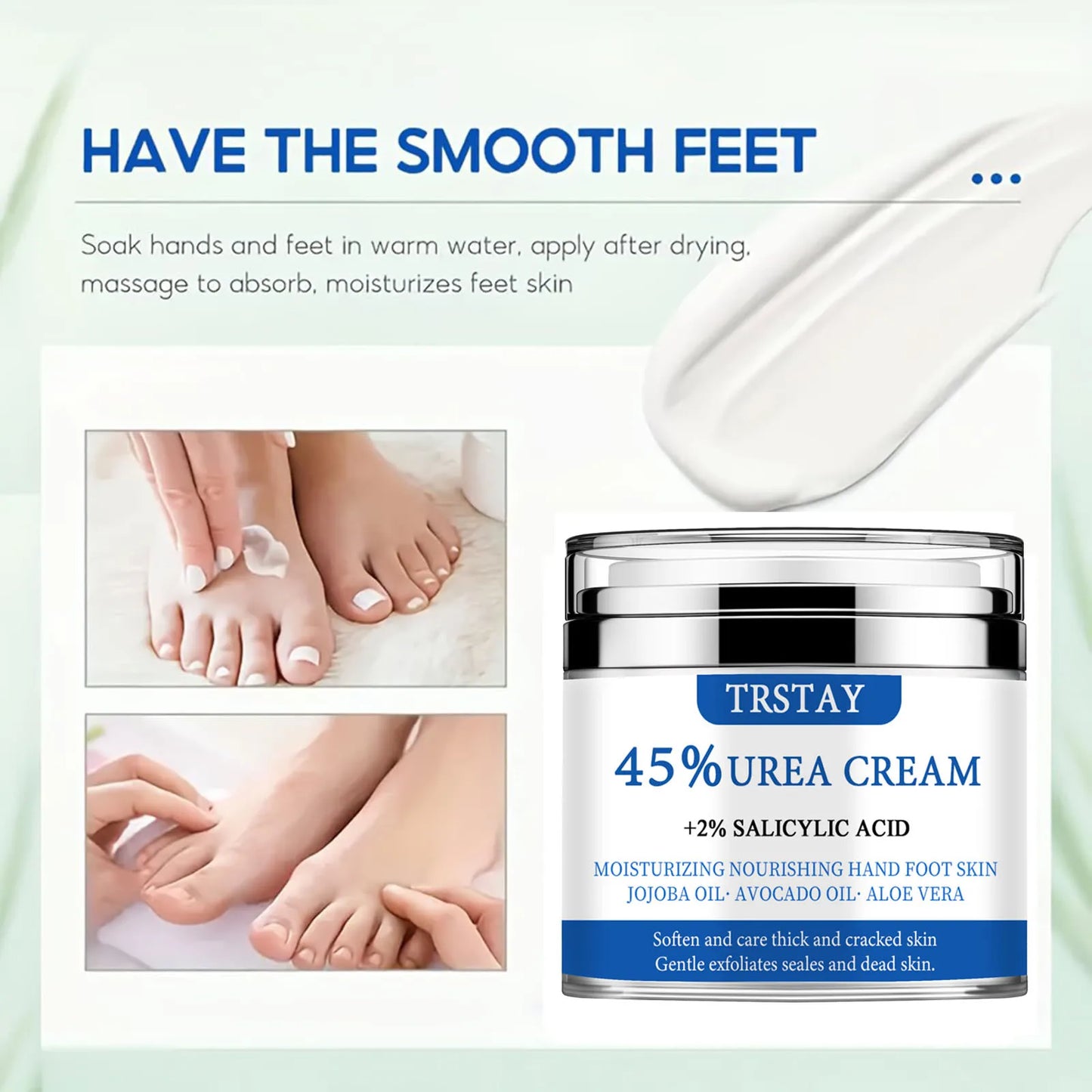 Urea Cream 45% Plus 2% Salicylic Acid, Callus Remover Foot Moisturizer Hand Foot Cream For Dry Cracked Feet from Toes to Heels E