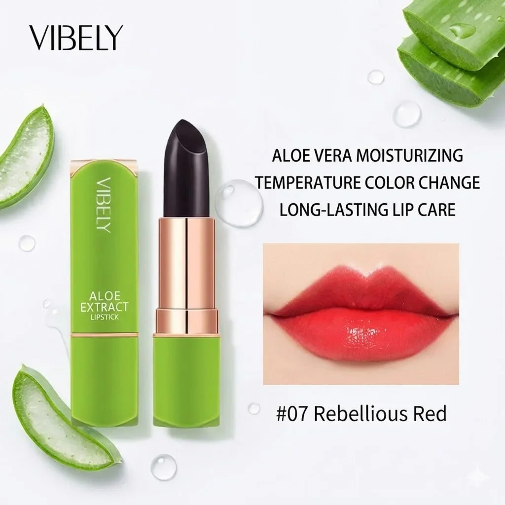 VIBELY Aloe Vera Moisturizing Lip Balm Thermochromic Jelly Lipstick Long Lasting Hydrating Lip Care Tint for Daily Use
