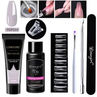 15ml Poly Nail Gel Complete Set for Nail Extension Glitter Solid Color Gel Polish Kit Quick Extension Gel Soak Nail Art DIY Nail
