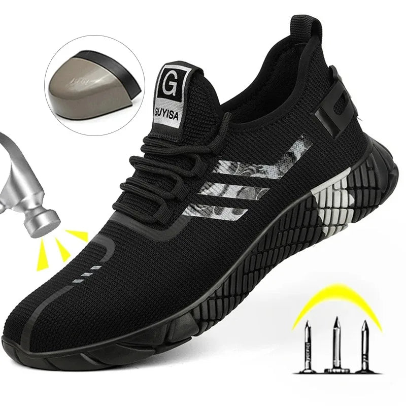 Work Sneakers Men Safety Shoes Construction Steel Toe Work Shoes Safety Boots Men Shoes Anti-Puncture Working Summer Kevlar