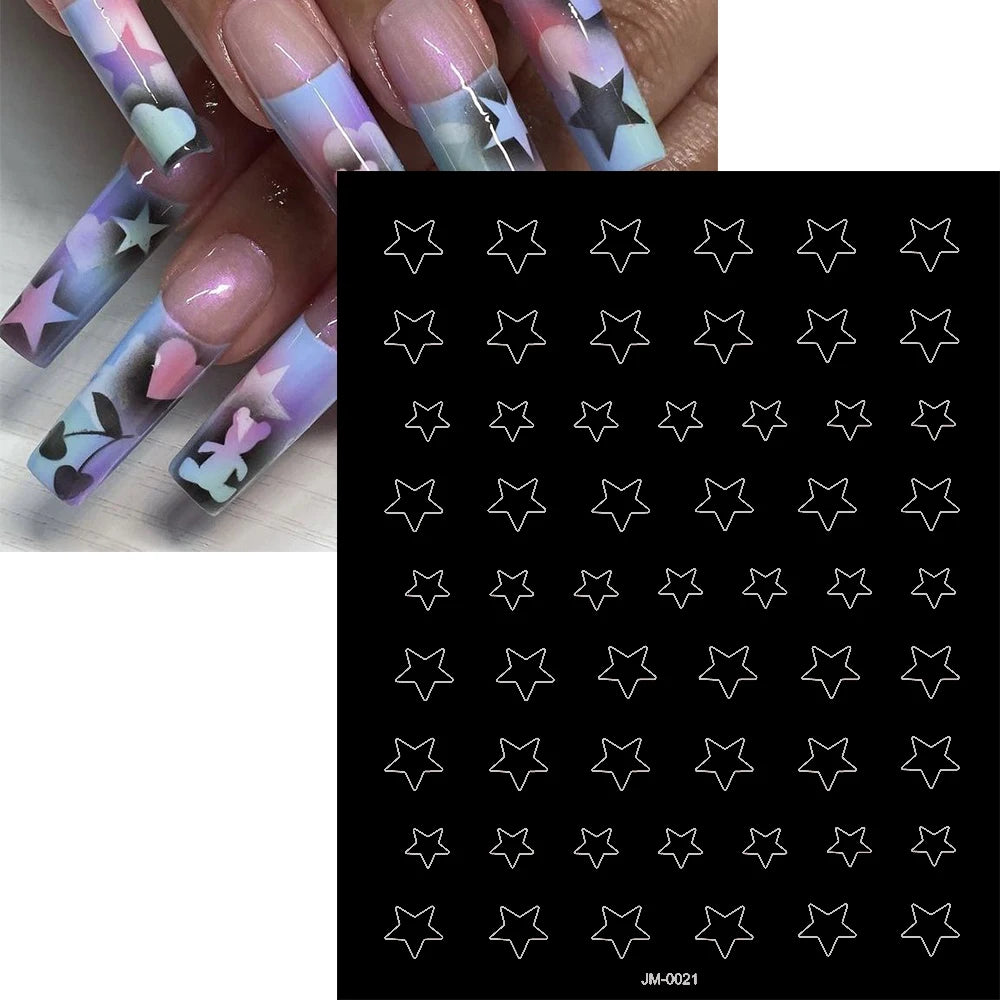 1pcs Hollow Out Butterfly Nail Art Stencils Stickers Spray Painted Design Love French Rose Template Nail Decals Auxiliary Tools