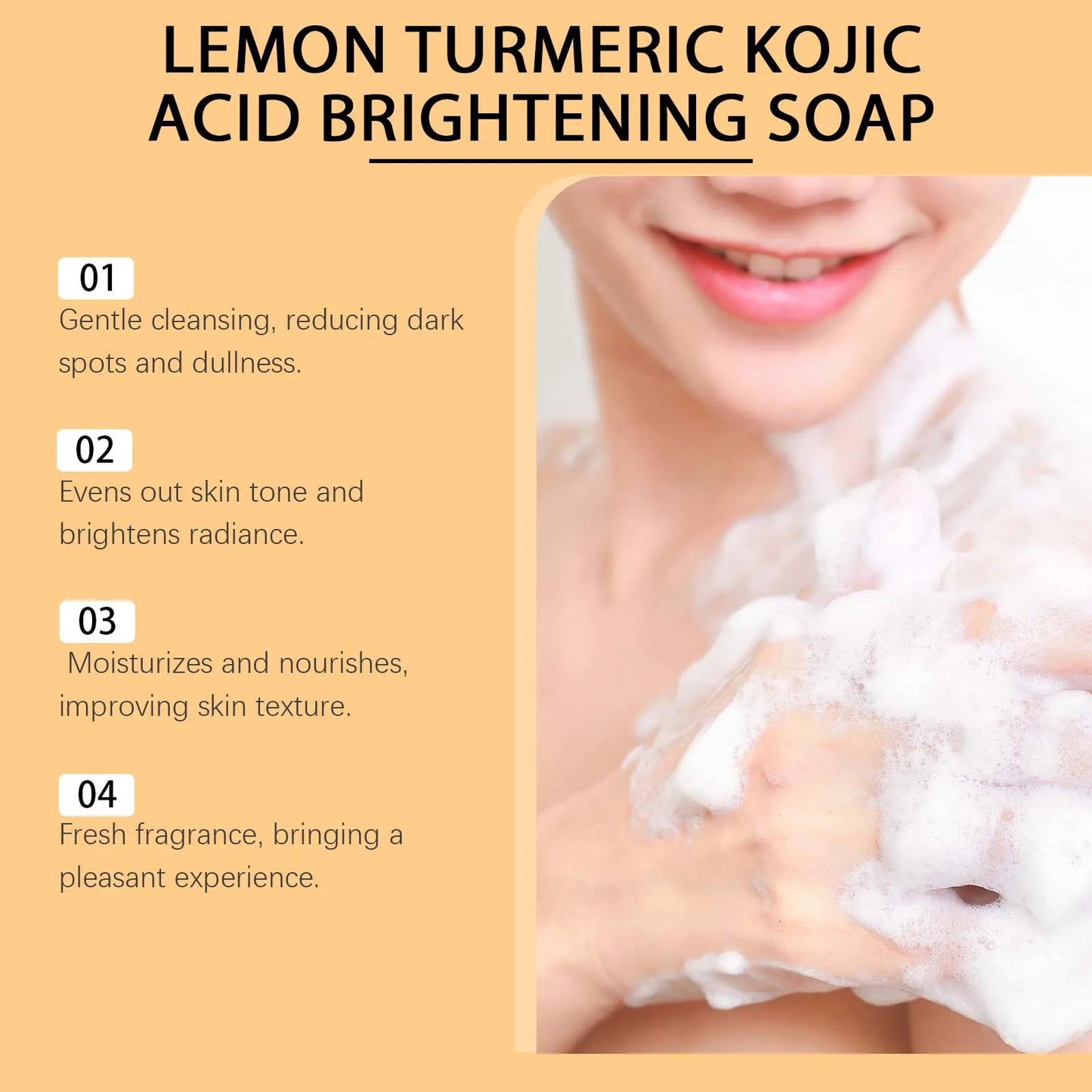 Hanchobit Lemon Turmeric Kojic Acid Soap Clean Skin Lightening Pore Shrinking Natural Organic Turmeric Kojic Brightening Soap