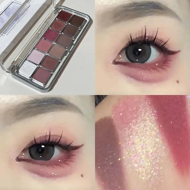 Eye Contour Makeup 12color Eyeshadow Palette Soft Matte Grey Pink Eyeshadow High Pigment Wine Red Brown Eye Shadow for Daily Use