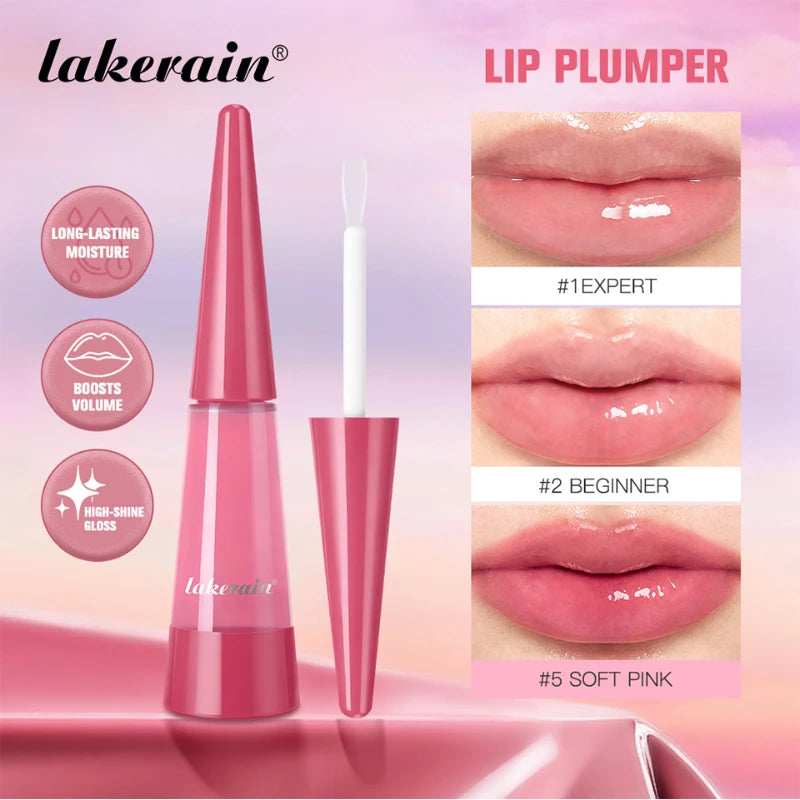 Lip Plumper Oil,Instant Plumping Clear High-Shine Gloss Hydrating Nourishing Volumizing Lip Gloss,Long-Lasting Moisture Makeup