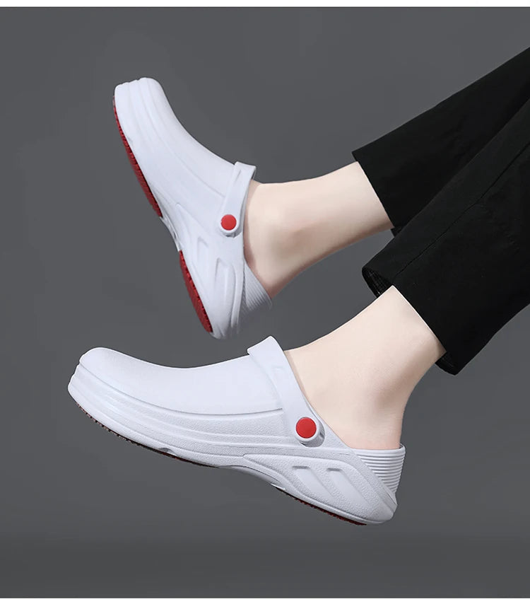 Men's Non-Slip, Waterproof, Oil-Proof Chef's Shoes, Soft-Soled, Lightweight, Wear-Resistant Work Shoes, Kitchen Shoes, Hotel Kitchen Toe-Toe Slippers