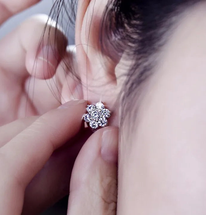 Real 2.8 Carat D Color Moissanite Flower Stud Earrings For Women Top Quality 100% 925 Sterling Silver Sparkling Wedding Jewelry